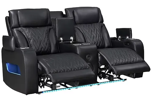 Black Power Reclining Sofa & Loveseat Set with Wireless Charging — 7