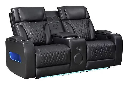 Black Power Reclining Sofa & Loveseat Set with Wireless Charging — 8